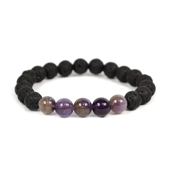 Lava with Amethyst Stone Combination 8 mm Round Bead Bracelet by tarotyoga.in