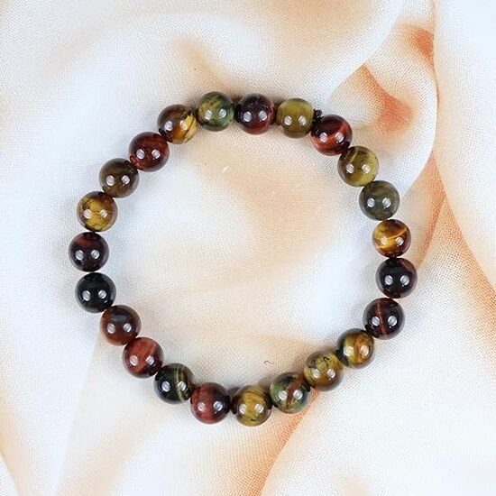 Tiger Eye Crystal Stone 8 mm Round Bead Bracelet by tarotyoga.in