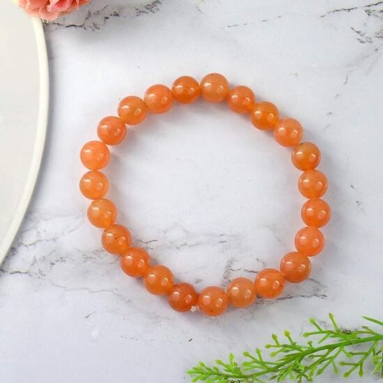 Peach Aventurine Crystal Stone 8 mm Round Bead Bracelet by tarotyoga.in