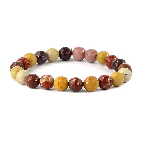 Mookaite Jasper Crystal Stone 8 mm Faceted Bead Bracelet by tarotyoga.in