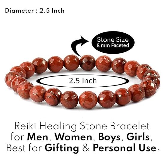 Red Jasper Crystal Stone 8 mm Faceted Bead Bracelet by tarotyoga.in