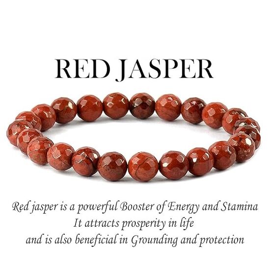 Red Jasper Crystal Stone 8 mm Faceted Bead Bracelet by tarotyoga.in