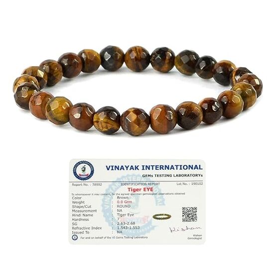 Tiger Eye Crystal Stone 8 mm Faceted Bead Bracelet by tarotyoga.in