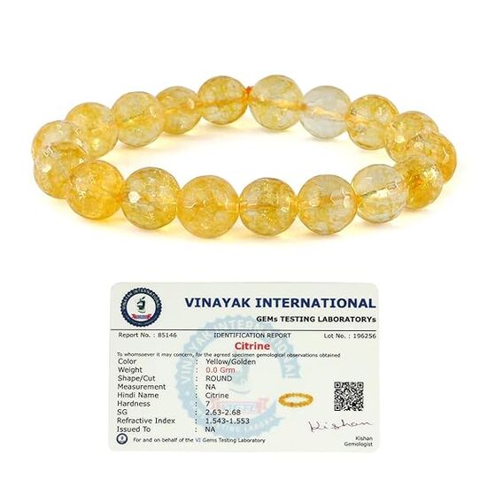 Citrine Crystal Stone 10 mm Faceted Bead Bracelet by tarotyoga.in