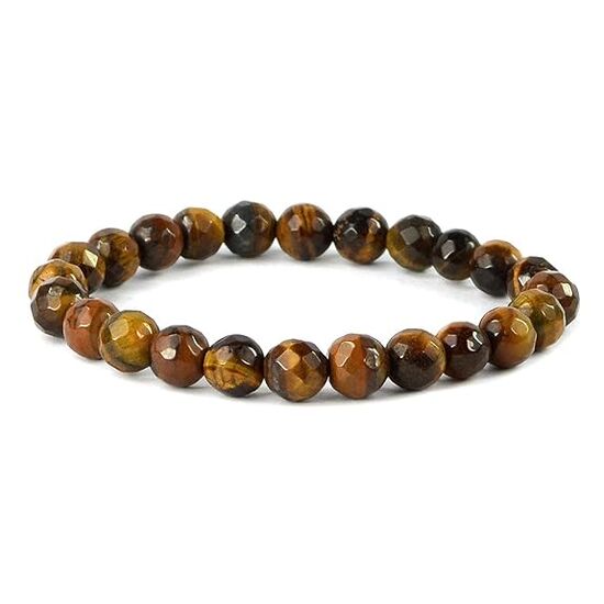 Tiger Eye Crystal Stone 8 mm Faceted Bead Bracelet by tarotyoga.in