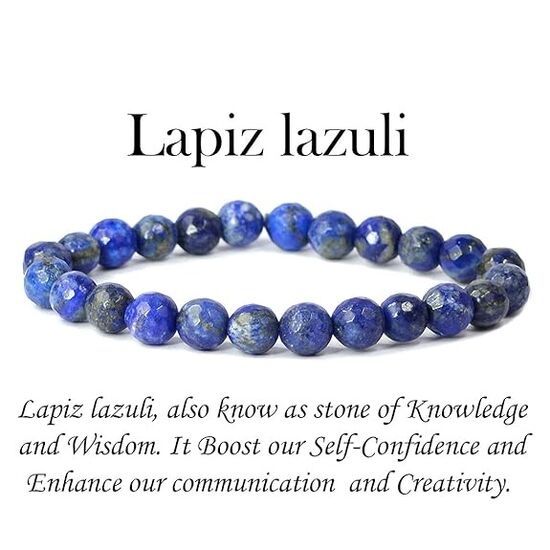 Lapis Lazuli Crystal Stone 8 mm Faceted Bead Bracelet by tarotyoga.in