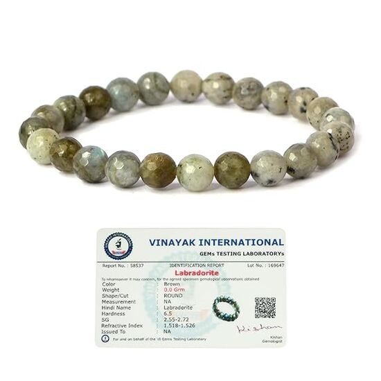 Labradorite Crystal Stone 8 mm Faceted Bead Bracelet by tarotyoga.in