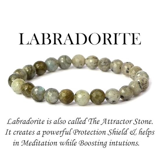 Labradorite Crystal Stone 8 mm Faceted Bead Bracelet by tarotyoga.in