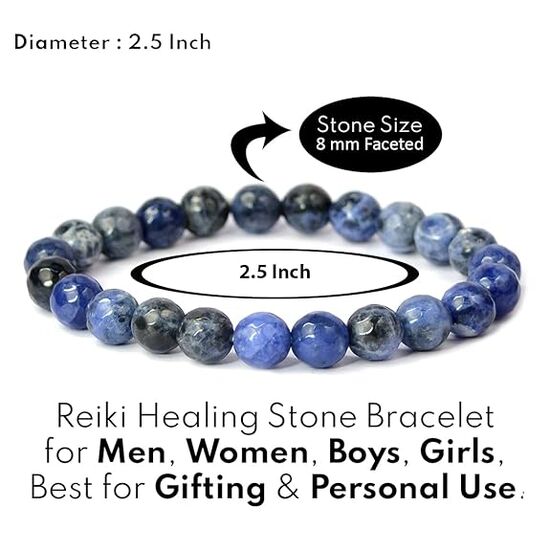 Sodalite Crystal Stone 8 mm Faceted Bead Bracelet by tarotyoga.in