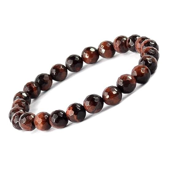 Red Tiger Eye Crystal Stone 8 mm Faceted Bead Bracelet by tarotyoga.in