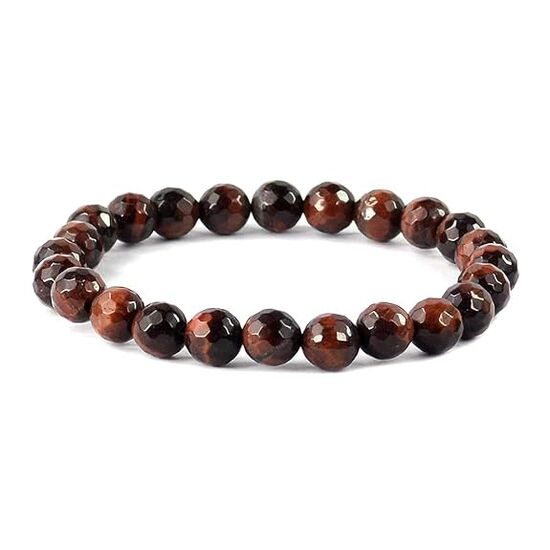 Red Tiger Eye Crystal Stone 8 mm Faceted Bead Bracelet by tarotyoga.in