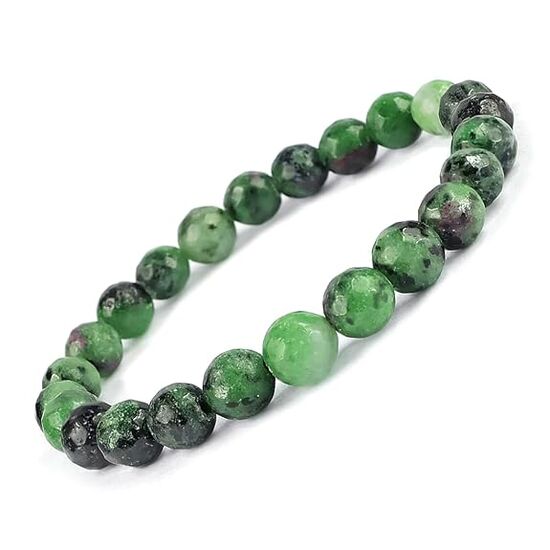 Ruby Zoisite Crystal Stone 8 mm Faceted Bead Bracelet by tarotyoga.in