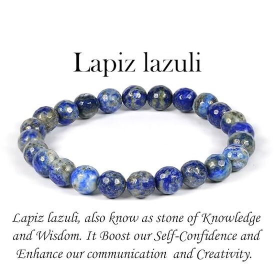 Lapis Lazuli Crystal Stone 8 mm Faceted Bead Bracelet by tarotyoga.in