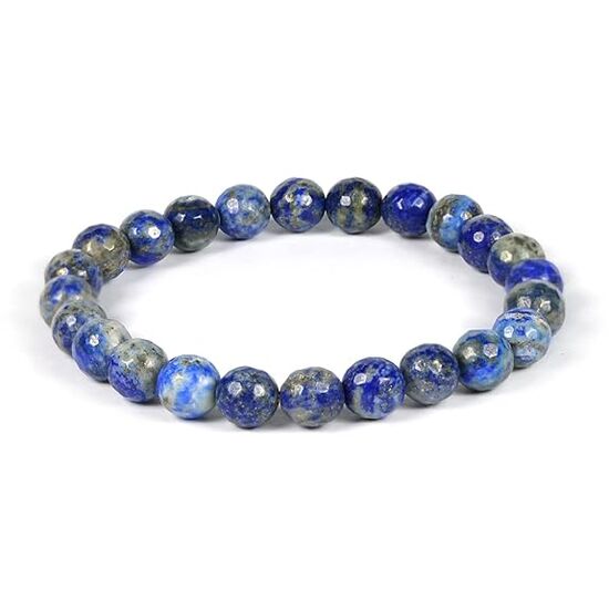 Lapis Lazuli Crystal Stone 8 mm Faceted Bead Bracelet by tarotyoga.in