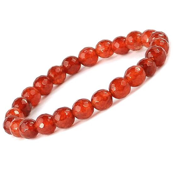 Red Onyx Crystal Stone 8 mm Faceted Bead Bracelet by tarotyoga.in