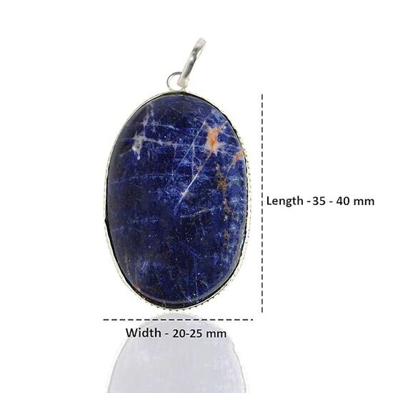 Sodalite Oval Shape Crystal Stone Locket Pendant with Metal Chain by tarotyoga.in